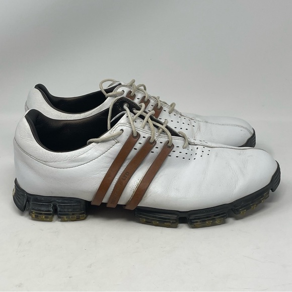 Adidas Tour 360 LTD Golf Shoes Mens 10.5 White Brown Leather Soft Spikes Lace Up - Picture 3 of 16